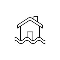 sinking house line vector icon illustration