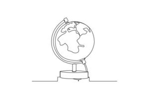 Single one line drawing globe earth. Earth day concept. Continuous line draw design graphic vector illustration.