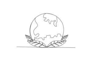 Single one line drawing globe earth. Earth day concept. Continuous line draw design graphic vector illustration.