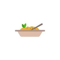 mashed potatoes in a plate colored vector icon illustration