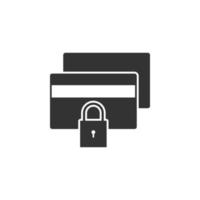 bank card, lock, security vector icon illustration