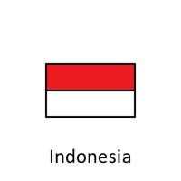 National flag of Indonesia in simple colors with name vector icon illustration