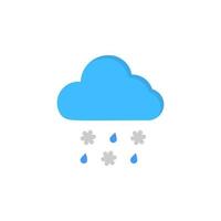 Cloud wet snow drops snowflakes vector icon illustration