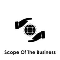 hand, world, scope of the business vector icon illustration