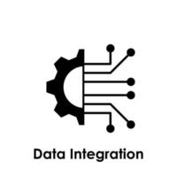 gear, circuit board, data integration vector icon illustration