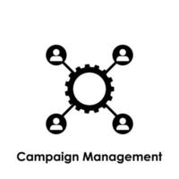 gear, worker, campaign management vector icon illustration