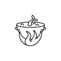 saucepan at the stake vector icon illustration