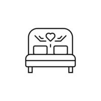 Bed love heart vector icon illustration