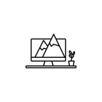 landscape on the monitor vector icon illustration