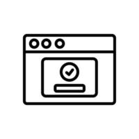 Browser, web site, check mark, password vector icon illustration