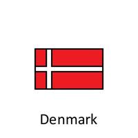 National flag of Denmark in simple colors with name vector icon illustration