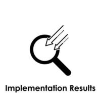 magnifier, arrow, implementation results vector icon illustration