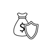 proteccion de ahorros línea vector icono ilustración
