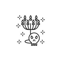 Halloween burning candles fire flame skull vector icon illustration