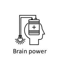 Human, battery, light bulb in mind vector icon illustration