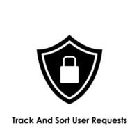 shield, lock, track and sort user requests vector icon illustration