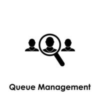 magnifier, man, queue management vector icon illustration