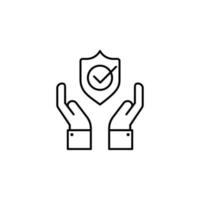 hands, shield, check, protection vector icon illustration