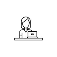 Workplace, working woman vector icon illustration