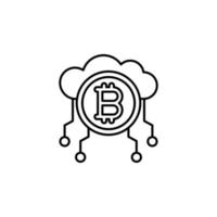 bitcoin, cloud vector icon illustration