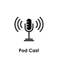 pod cast, microphone, signal vector icon illustration