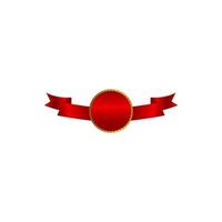 ribbons, medal, red, sash, circle vector icon illustration