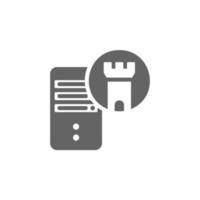 Data castle, data management concept, data storage concept, digital fortress, secured data house vector icon illustration