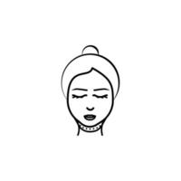 Woman, surgery, chin vector icon illustration