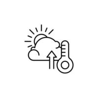 Cloud, sun, thermometer, warming vector icon illustration