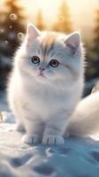 a cute short-legged white short-haired kitten, generat ai photo