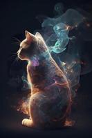 galaxies, spirals, space, nebulae, stars, smoke, iridescent, intricate detail, in the shape of a kitten, octane render, 8k, generat ai photo