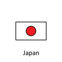 nacional bandera de Japón en sencillo colores con nombre vector icono ilustración