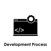 laptop, coding, development process vector icon illustration