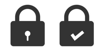 Padlock icon  set Security symbol. Protection icon. Lock icon with check mark Shield locked and unlocked Safety system concept. Cyber Security Virus protection Guard.  middle Protection icon. vector