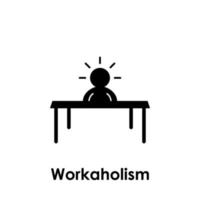 table, worker, workaholic vector icon illustration