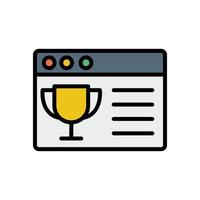 Browser, web site, winner cup vector icon illustration