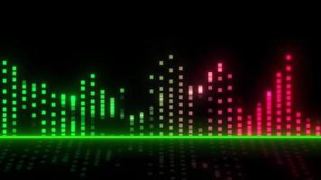 animação do música audio equalizador em Preto fundo. digital música onda equalizador animação fundo, audio espectro animação, abstrato colorida música equalizador video
