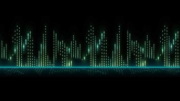 Animation von Musik- Audio- Equalizer auf schwarz Hintergrund. Digital Musik- Welle Equalizer Animation Hintergrund, Audio- Spektrum Animation, abstrakt bunt Musik- Equalizer video