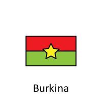 National flag of Burkina in simple colors with name vector icon illustration