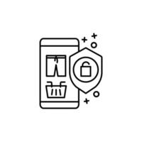 Smart phone lock basket shopping vector icon illustration