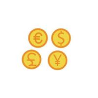 coins of different currencies colored vector icon illustration