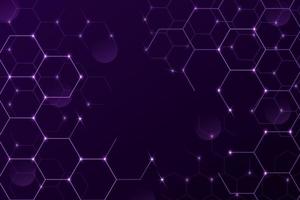 Abstract molecules on a purple background. Molecular structures or DNA chain, neural network, genetic engineering. vector