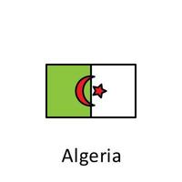 National flag of Algeria in simple colors with name vector icon illustration