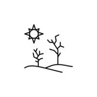 desierto, sol, árbol, sequía vector icono ilustración