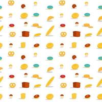 Bakery seamless pattern with bread, baguette, croissant, cookie and donuts vector
