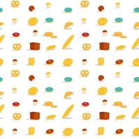 Bakery seamless pattern with bread, baguette, croissant, cookie and donuts vector