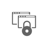 Data encryption, locked website, online security concept, ssl protocol, webpage protection vector icon illustration