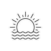Sunset, sea, travel vector icon illustration