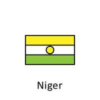 National flag of Niger in simple colors with name vector icon illustration