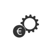 setting, gear, euro, business vector icon illustration